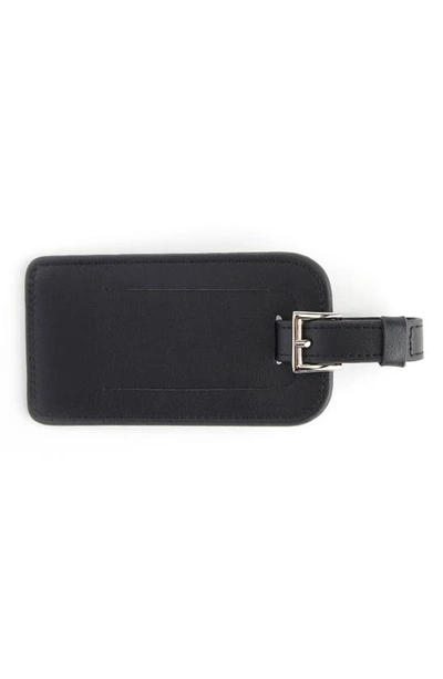 Shop Royce New York Personalized Leather Luggage Tag In Black- Silver Foil