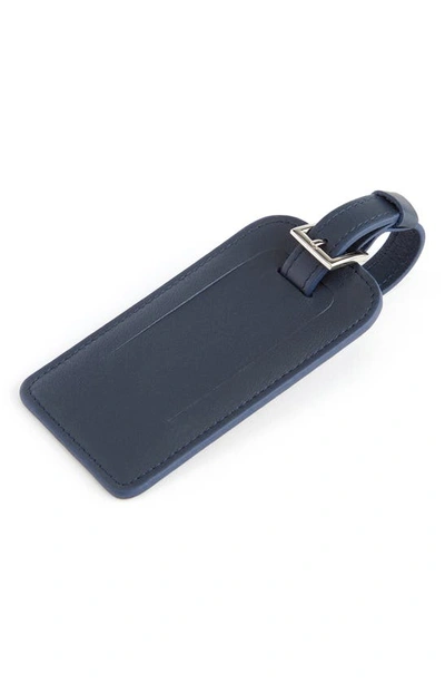 Royce New York Personalized Leather Luggage Tag In Navy Blue- Gold Foil