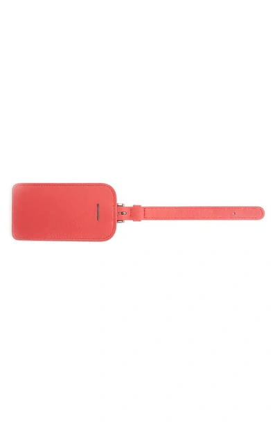 Royce New York Personalized Leather Luggage Tag In Red- Deboss