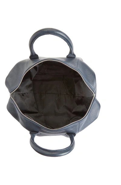 Royce New York Personalized Medium Executive Leather Duffel Bag In Navy Blue - Deboss