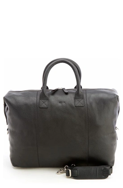 Royce New York Personalized Medium Executive Leather Duffel Bag In Black- Deboss