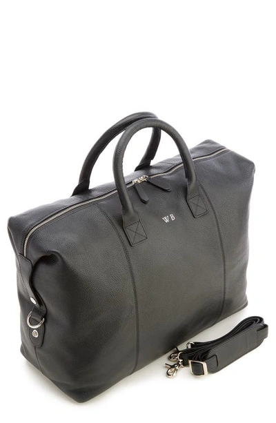 Royce New York Personalized Medium Executive Leather Duffel Bag In Black- Deboss