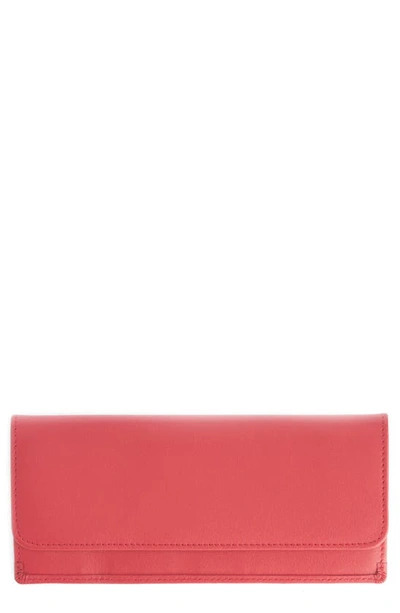 Shop Royce New York Personalized Rfid Blocking Leather Clutch Wallet In Red - Silver Foil