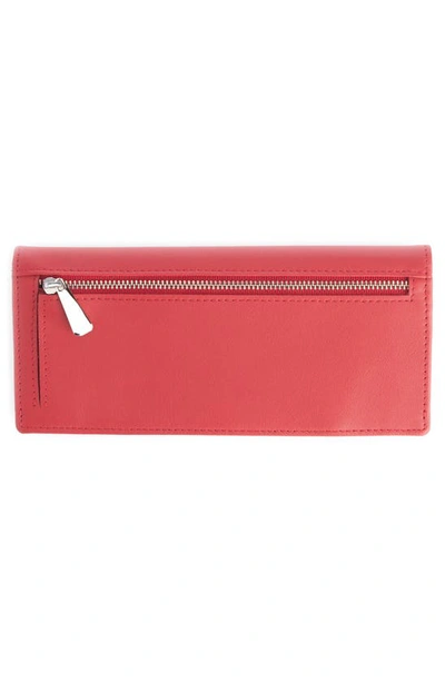 Shop Royce New York Personalized Rfid Blocking Leather Clutch Wallet In Red - Silver Foil