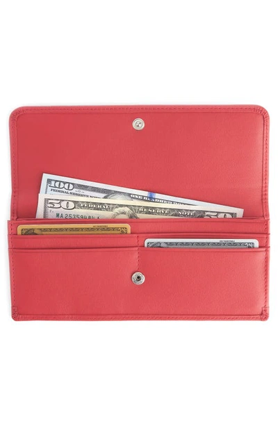 Royce New York Personalized Rfid Blocking Leather Clutch Wallet In Red - Deboss