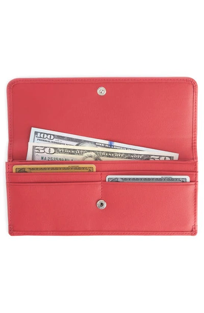 Shop Royce New York Personalized Rfid Blocking Leather Clutch Wallet In Red - Silver Foil