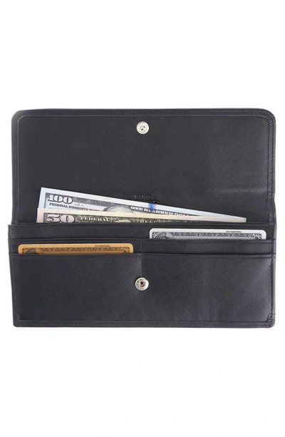 Royce New York Personalized Rfid Blocking Leather Clutch Wallet In Black - Silver Foil