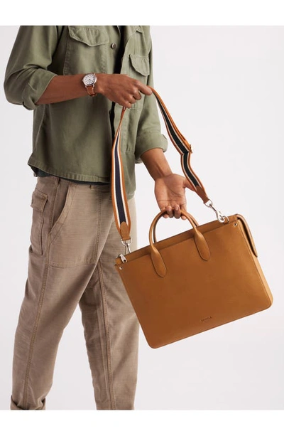 Shop Shinola The Slim Traveler Leather Briefcase In Tan