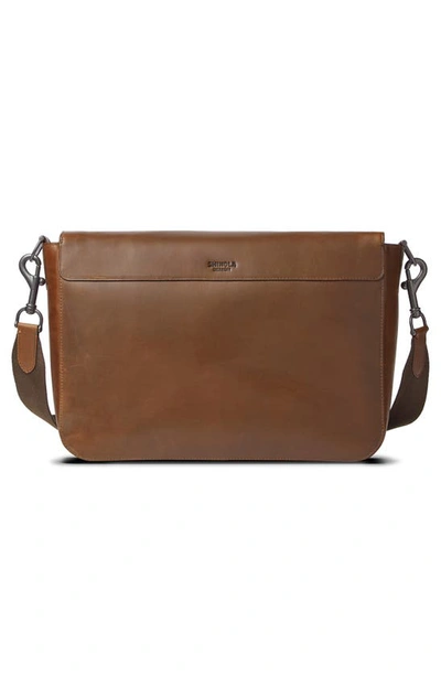 Shinola Canfield Relaxed Leather Messenger Bag In Medium Brown