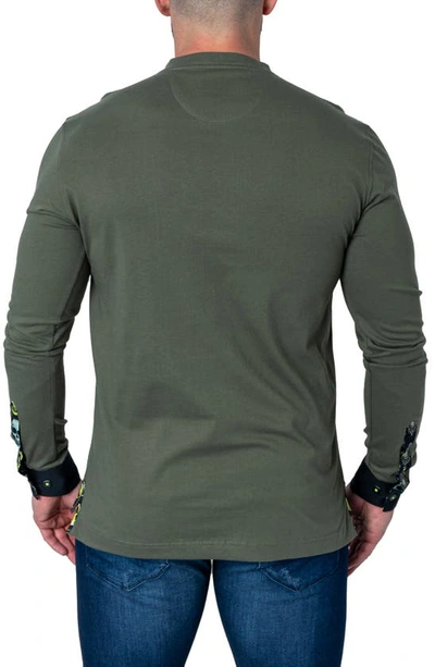 Shop Maceoo Edisonsolidskull Green Long Sleeve V-neck T-shirt
