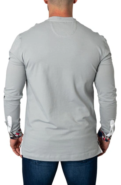 Shop Maceoo Edisonsolidmirage Grey Long Sleeve V-neck T-shirt