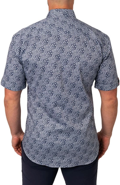 Shop Maceoo Galileo Dandelions Blue Short Sleeve Button-up Shirt