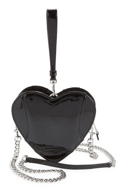Shop Moschino Moto Jacket Heart Clutch In Fantasy Print Black