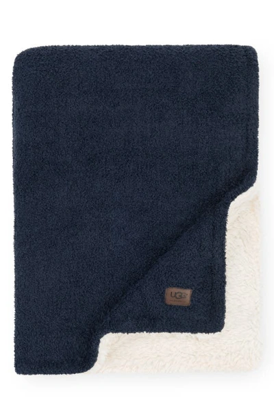 Shop Ugg Ana Faux Shearling Throw In Navy