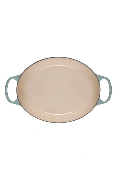 Shop Le Creuset Signature 6.75-quart Oval Enamel Cast Iron French/dutch Oven With Lid In Sea Salt