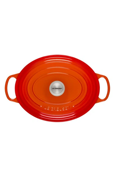 Shop Le Creuset Signature 6.75-quart Oval Enamel Cast Iron French/dutch Oven With Lid In Flame