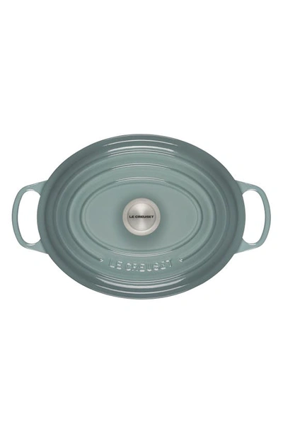 Shop Le Creuset Signature 6.75-quart Oval Enamel Cast Iron French/dutch Oven With Lid In Sea Salt