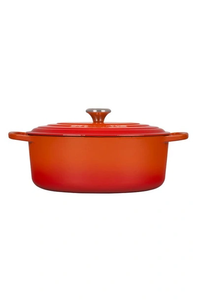 Le Creuset Signature 6.75-quart Oval Enamel Cast Iron French/dutch Oven With Lid In Flame