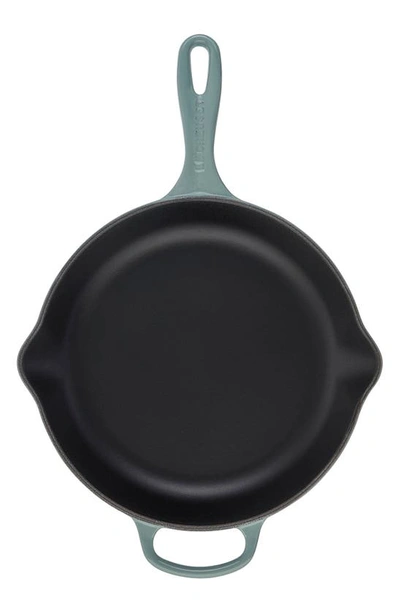 Shop Le Creuset Signature Handle 10 1/4 Inch Enamel Cast Iron Skillet In Sea Salt