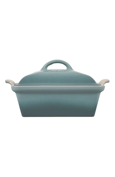 Shop Le Creuset Heritage 2 1/2 Quart Covered Square Stoneware Casserole In Sea Salt