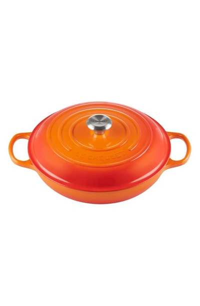 Shop Le Creuset Signature 3.5-quart Enameled Cast Iron Braiser In Flame