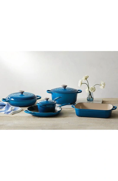 Le Creuset Signature Handle 9 Inch Enamel Cast Iron Skillet In Deep Teal