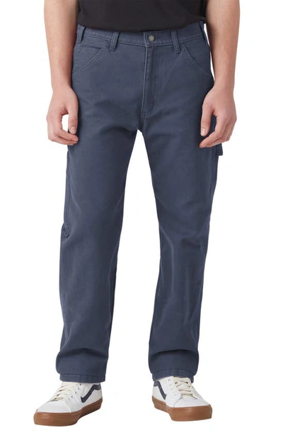 Shop Dickies Cotton Duck Canvas Carpenter Pants In Stonewashed Navy