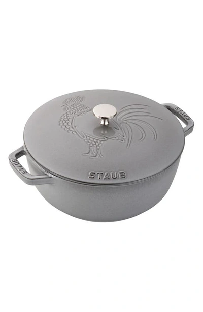 Shop Staub 3.75-quart Enameled Rooster Lid Cast Iron French/dutch Oven In Graphite