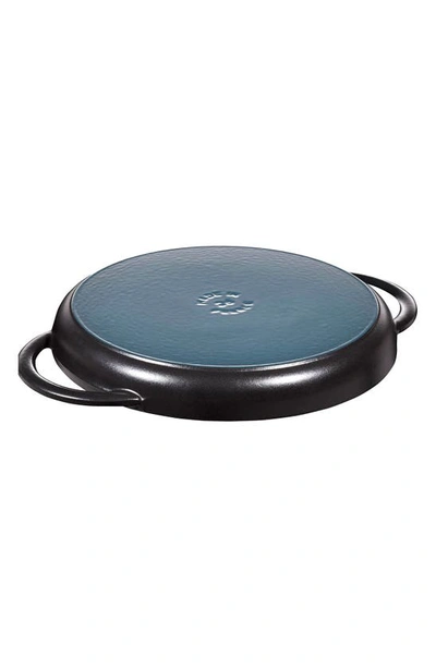 Shop Staub 10-inch Round Enameled Cast Iron Double Handle Grill Pan In Matte Black