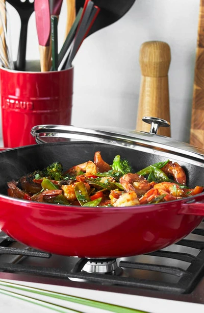 Staub Enameled Cast Iron 4.5-qt. Perfect Pan With Lid In Cherry