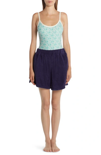 Moncler Stretch Nylon One-piece Swimsuit With All-over Logo In Green Multi