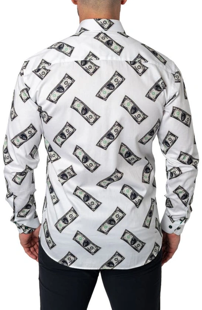 Shop Maceoo Fibonacci Money Money Money Cotton Button-up Shirt In White