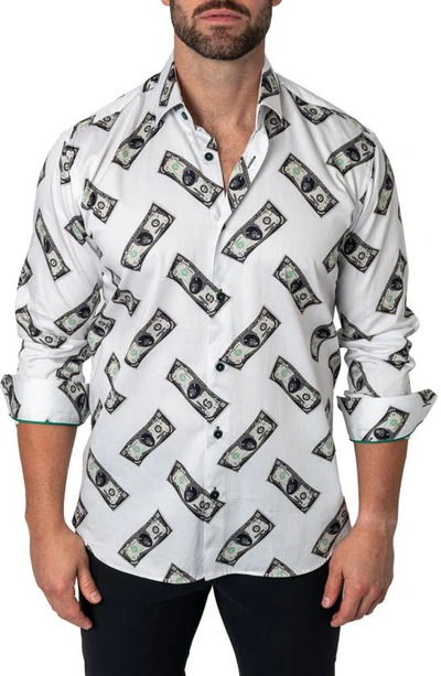 Shop Maceoo Fibonacci Money Money Money Cotton Button-up Shirt In White