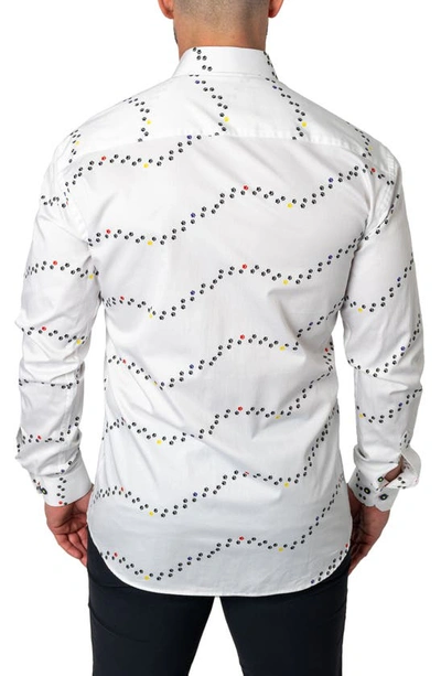 Shop Maceoo Fibonacci Regular Fit Pawprint White Button-up Shirt