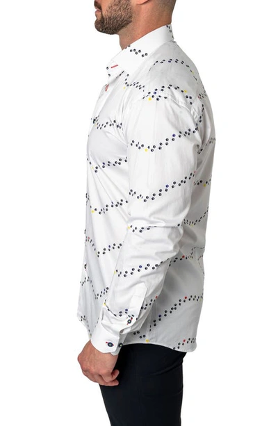 Shop Maceoo Fibonacci Regular Fit Pawprint White Button-up Shirt