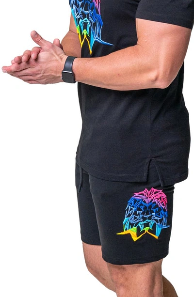 Maceoo Neon Graphic Drawstring Shorts In Black
