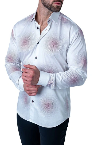 Shop Maceoo Fibonacci Radius Regular Fit Cotton Button-up Shirt In White