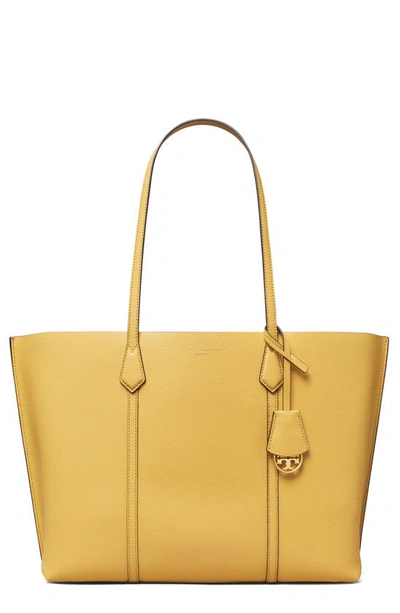 Shop Tory Burch Perry Triple Compartment Leather Tote In Golden Sunset