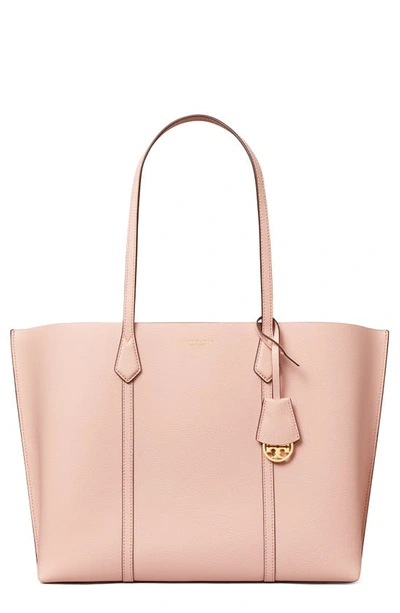 Shop Tory Burch Perry Triple Compartment Leather Tote In Shell Pink