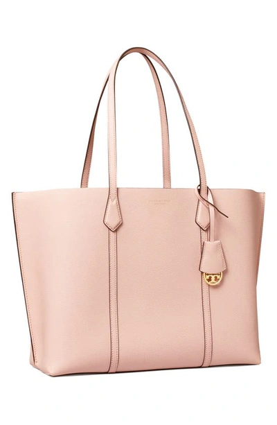 Shop Tory Burch Perry Triple Compartment Leather Tote In Shell Pink