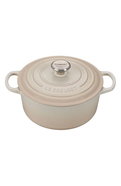 Shop Le Creuset Signature 4.5-quart Round Enamel Cast Iron Dutch Oven In Meringue