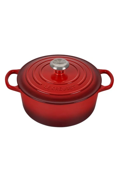 Shop Le Creuset Signature 4.5-quart Round Enamel Cast Iron Dutch Oven In Cerise