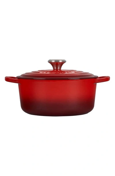 Shop Le Creuset Signature 4.5-quart Round Enamel Cast Iron Dutch Oven In Cerise