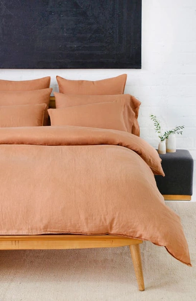 Shop Pom Pom At Home Parker Linen Duvet Cover & Sham Set In Terra Cotta