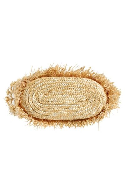 Btb Los Angeles Olivia Raffia Fringe & Imitation Pearl Tote In Pearl
