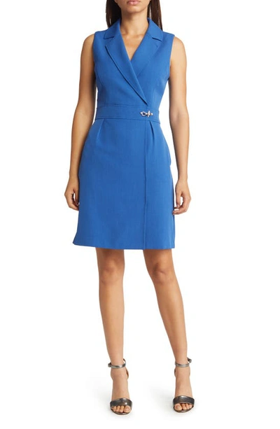 Shop Tahari Asl Sleeveless Wrap Dress In Azure Blue