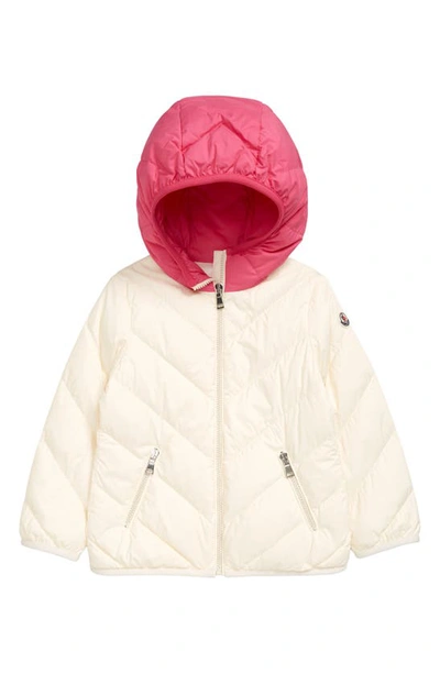 Shop Moncler Kids' Kaori Down Puffer Jacket In White/ Pink