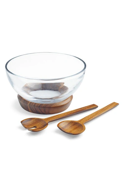 Shop Nambe Cooper Salad Bowl & Servers Set In Brown