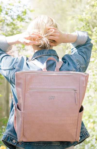 Shop Freshly Picked Minimal Water Resistant Faux Leather Diaper Backpack In Rose