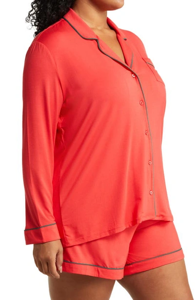 Shop Nordstrom Moonlight Eco Long Sleeve Stretch Modal Short Pajamas In Red Lollipop